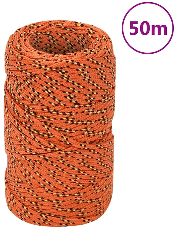 Valties virvė, oranžinės spalvos, 2mm, 50m, polipropilenas