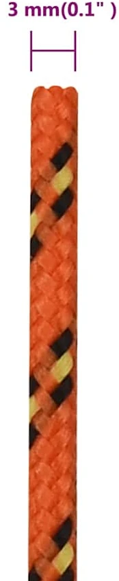 Valties virvė, oranžinės spalvos, 3mm, 25m, polipropilenas