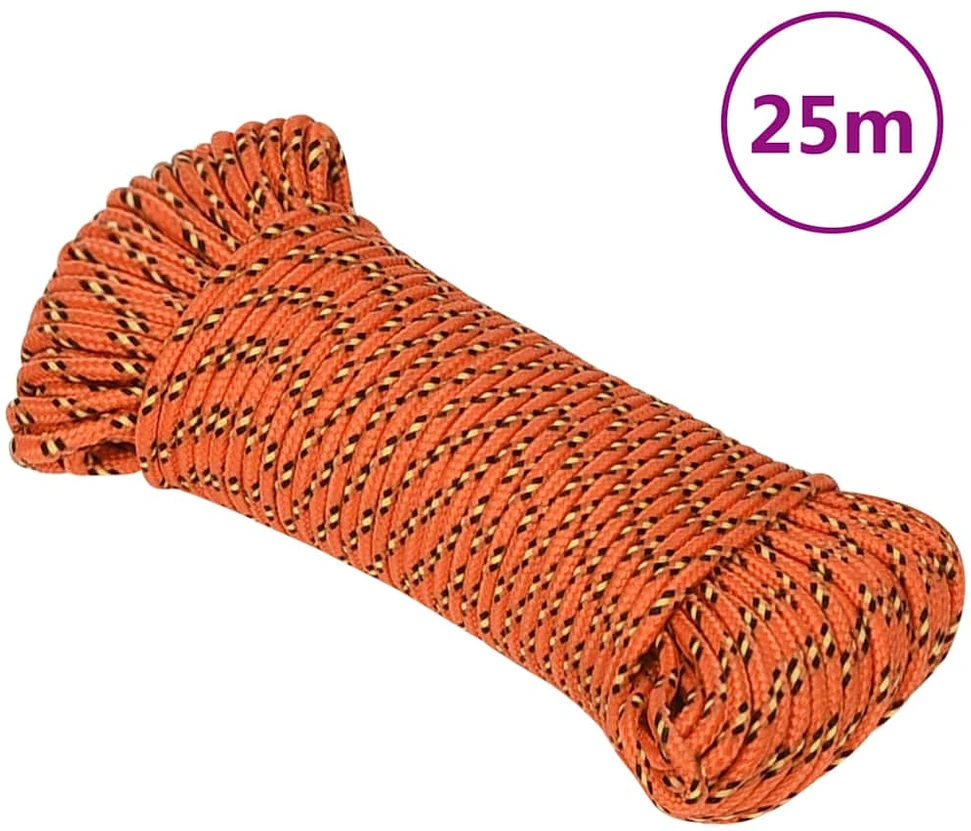 Valties virvė, oranžinės spalvos, 4mm, 25m, polipropilenas