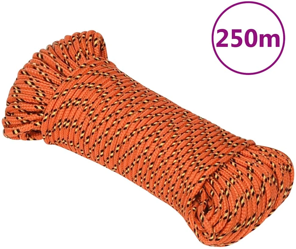 Valties virvė, oranžinės spalvos, 5mm, 250m, polipropilenas