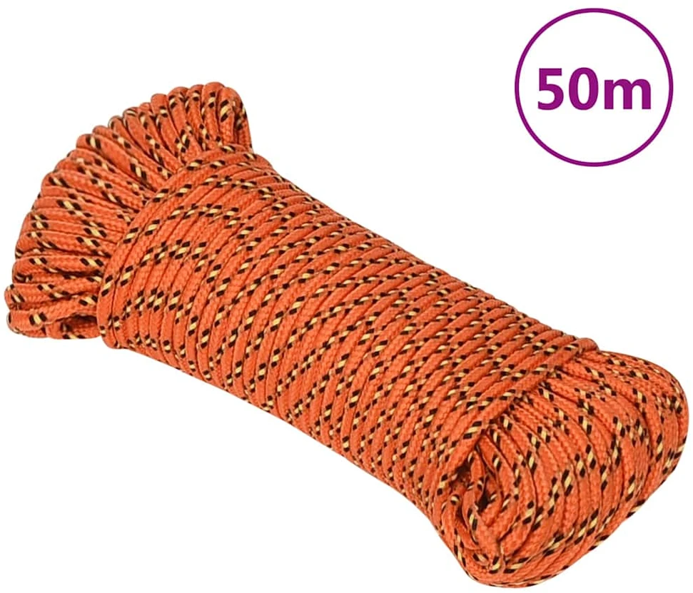 Valties virvė, oranžinės spalvos, 5mm, 50m, polipropilenas