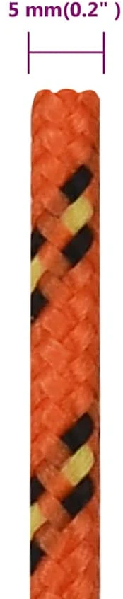 Valties virvė, oranžinės spalvos, 5mm, 50m, polipropilenas