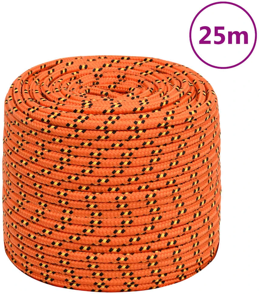 Valties virvė, oranžinės spalvos, 6mm, 25m, polipropilenas