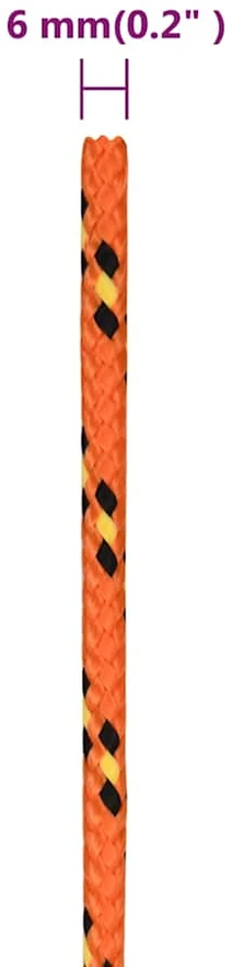 Valties virvė, oranžinės spalvos, 6mm, 50m, polipropilenas