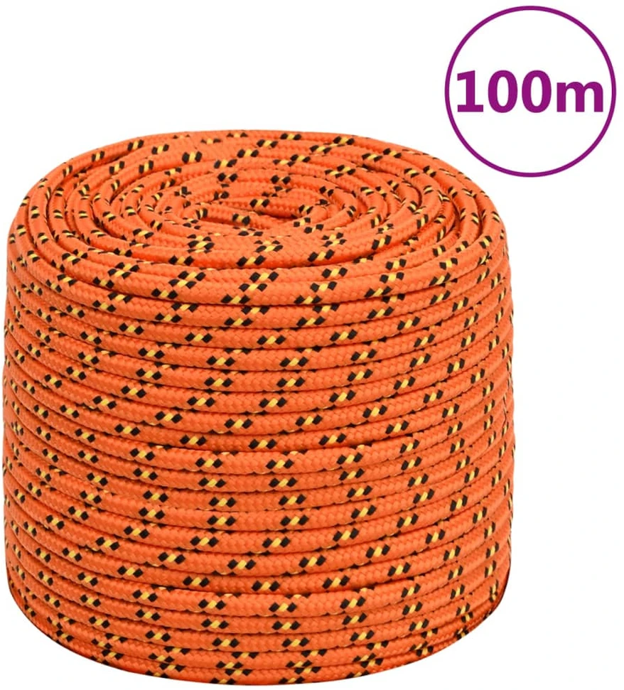 Valties virvė, oranžinės spalvos, 8mm, 100m, polipropilenas