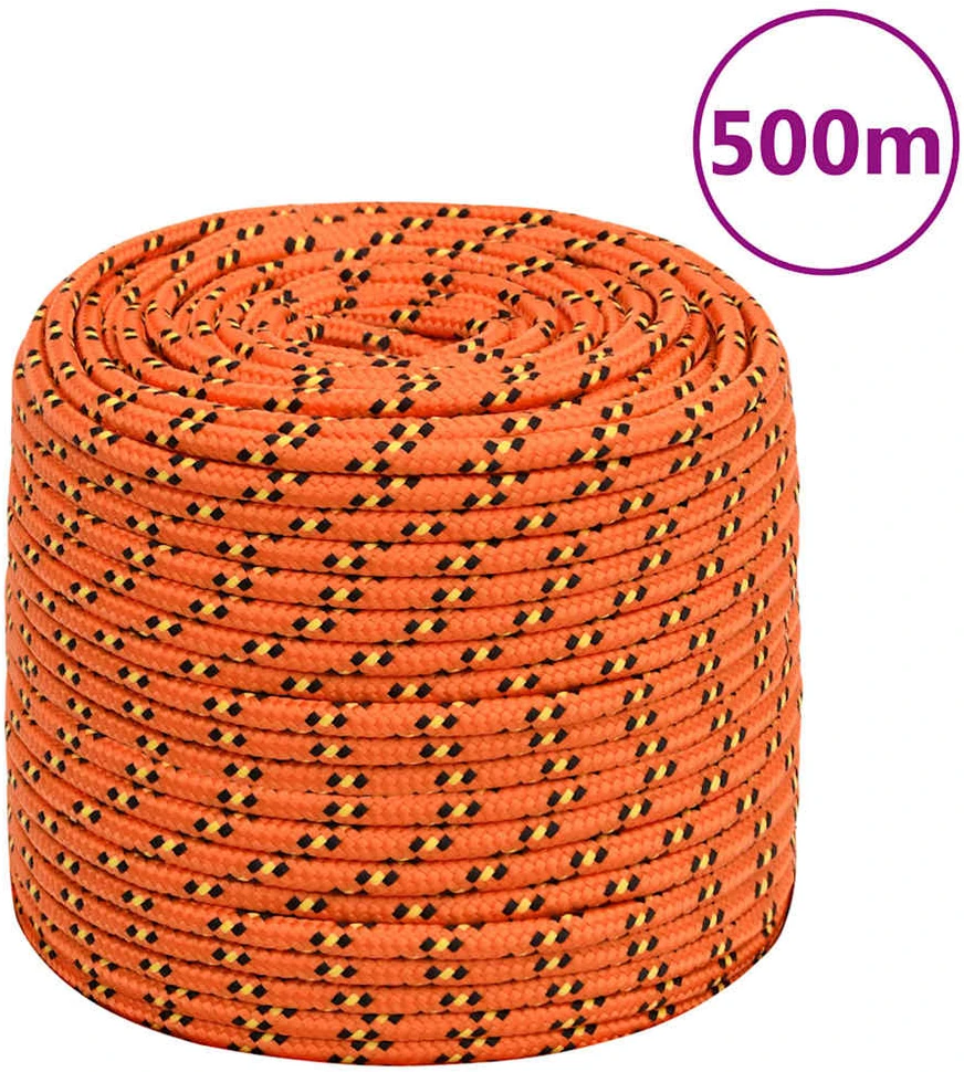 Valties virvė, oranžinės spalvos, 8mm, 500m, polipropilenas