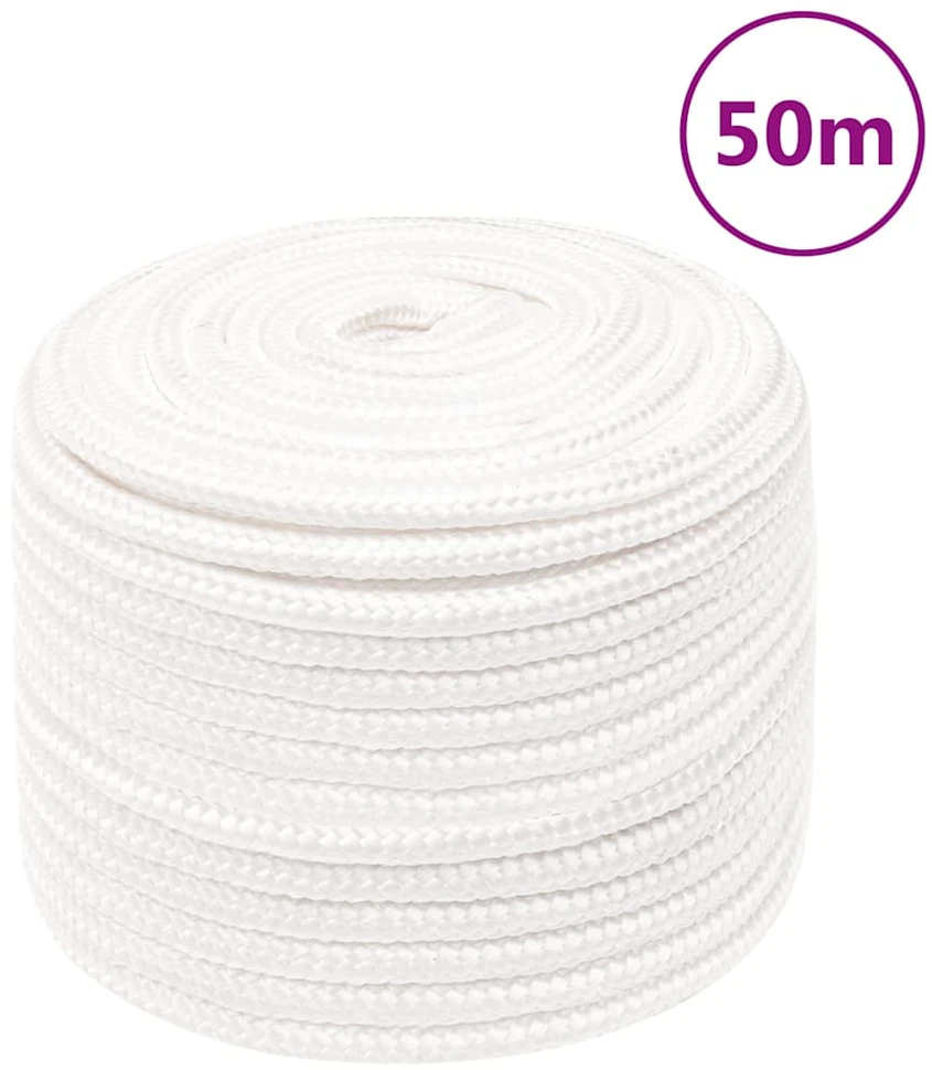 Valties virvė, visiškai balta, 12mm, 50m, polipropilenas
