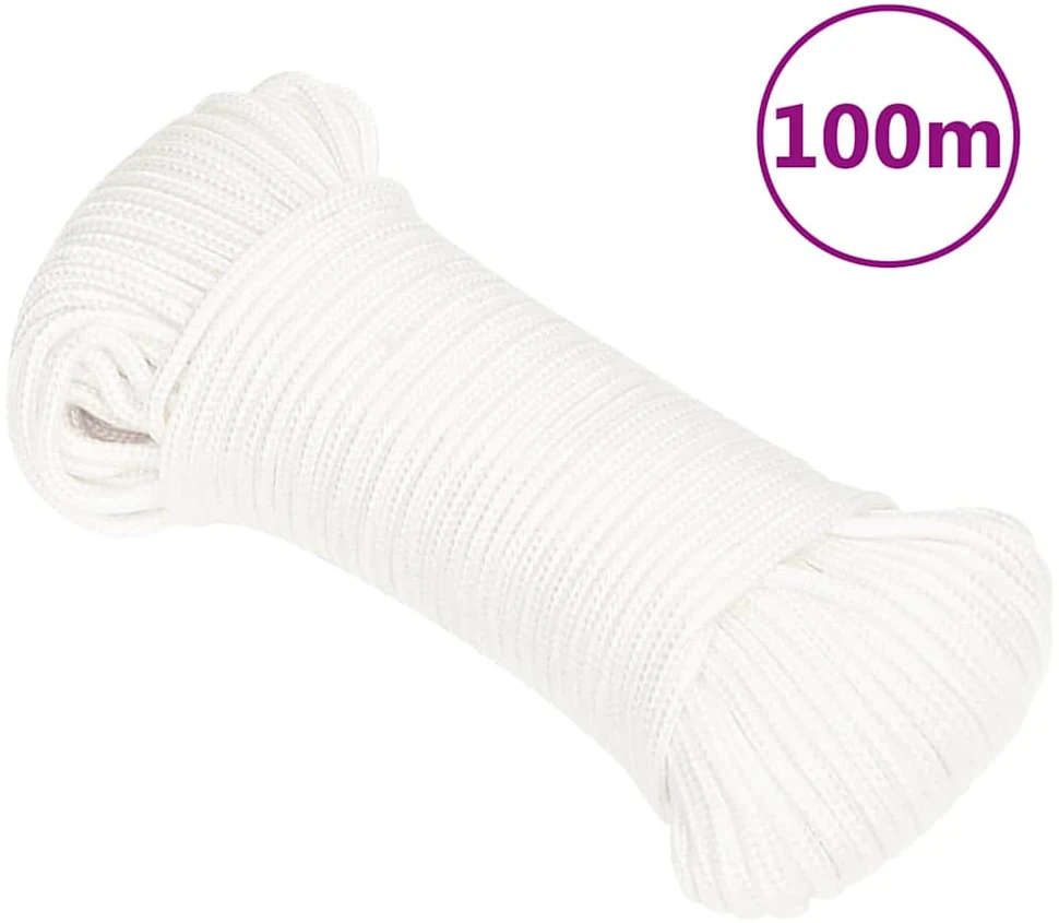 Valties virvė, visiškai balta, 5mm, 100m, polipropilenas