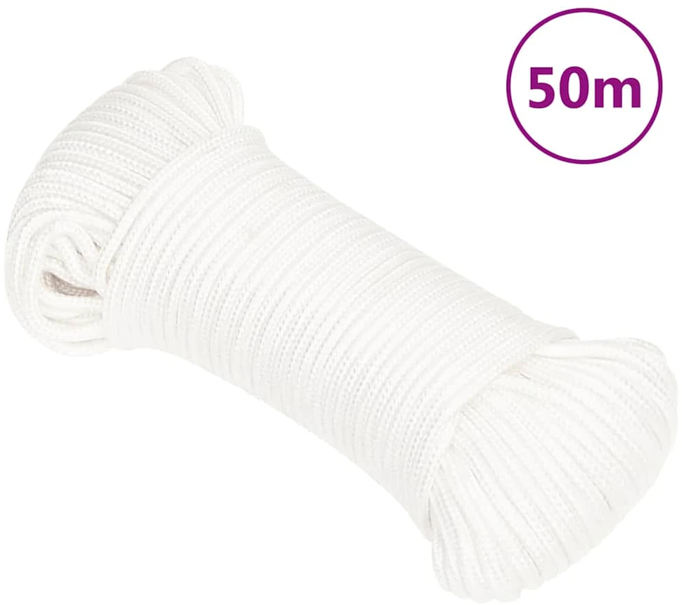 Valties virvė, visiškai balta, 5mm, 50m, polipropilenas