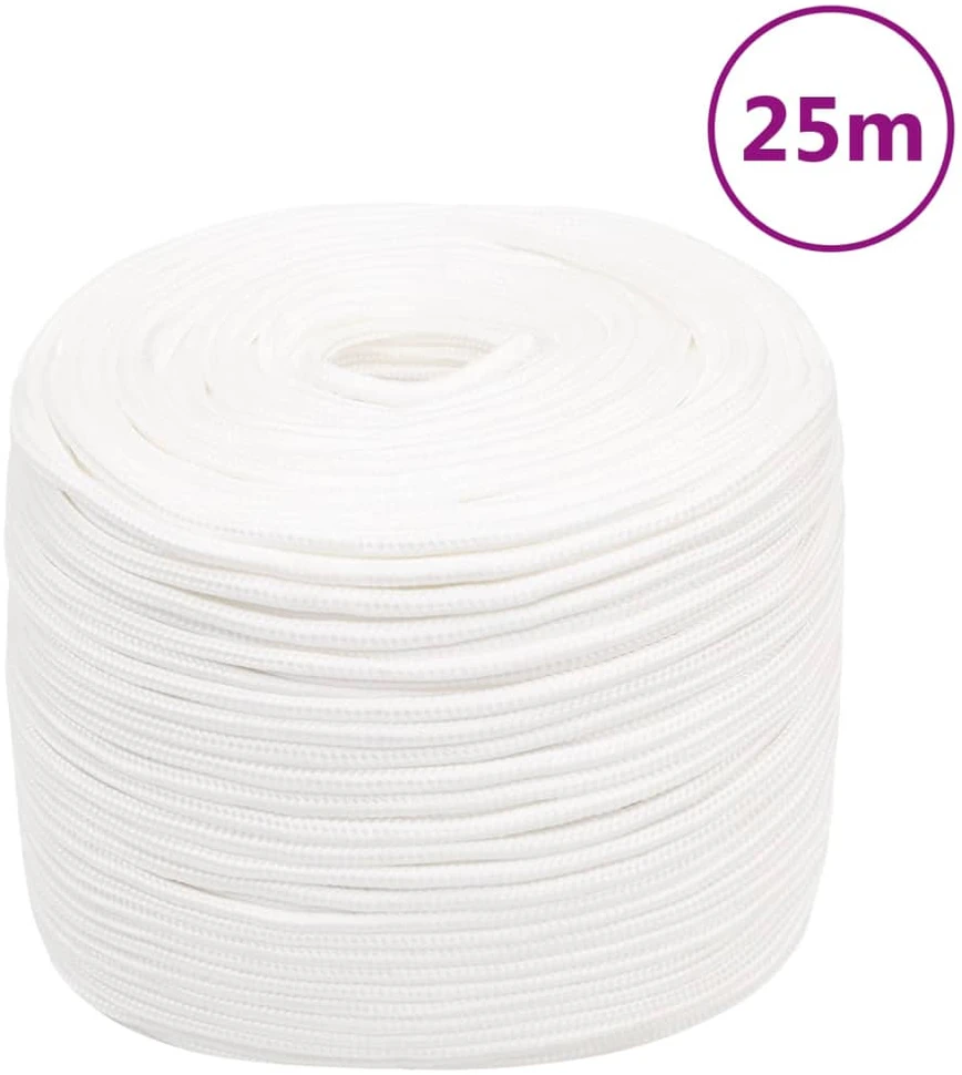 Valties virvė, visiškai balta, 8mm, 25m, polipropilenas