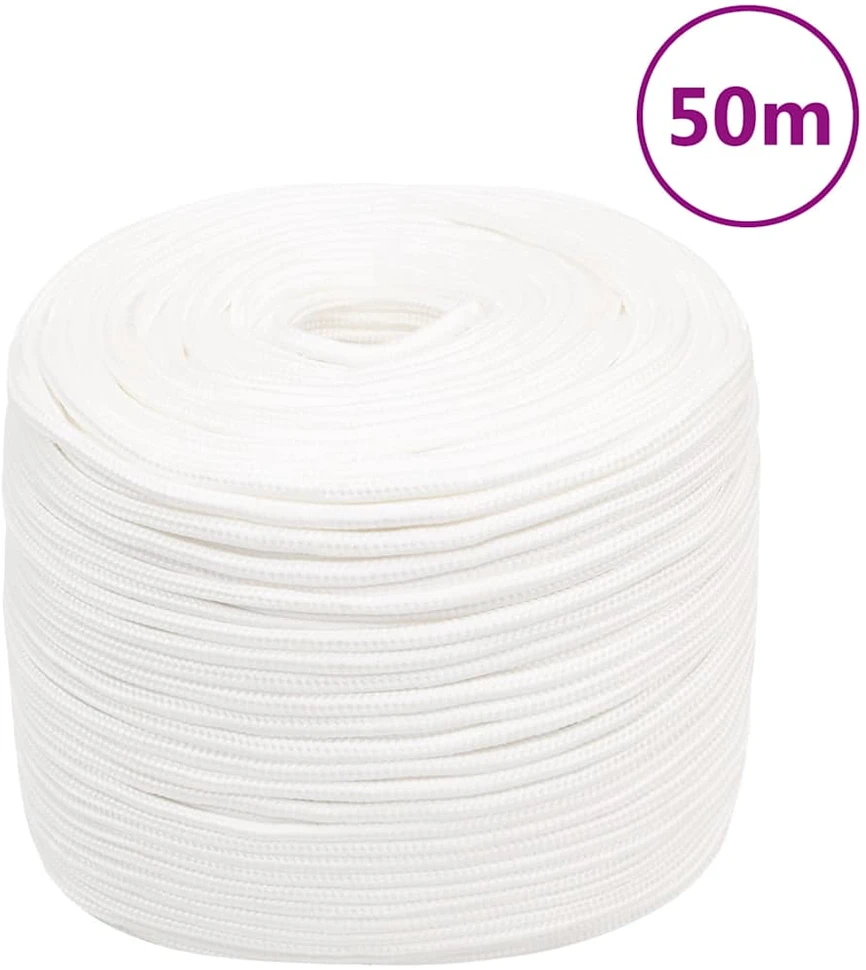 Valties virvė, visiškai balta, 8mm, 50m, polipropilenas