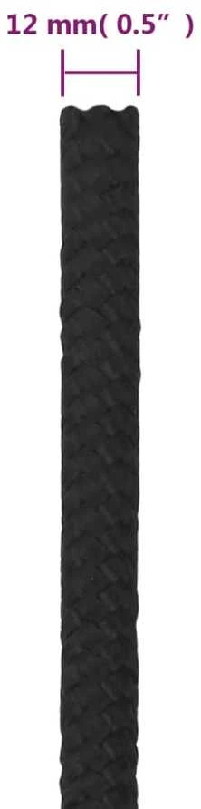 Valties virvė, visiškai juoda, 12mm, 25m, polipropilenas