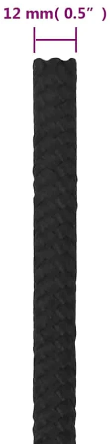 Valties virvė, visiškai juoda, 12mm, 50m, polipropilenas