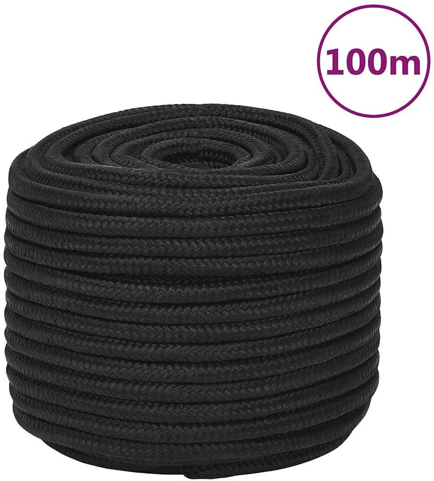 Valties virvė, visiškai juoda, 14mm, 100m, polipropilenas
