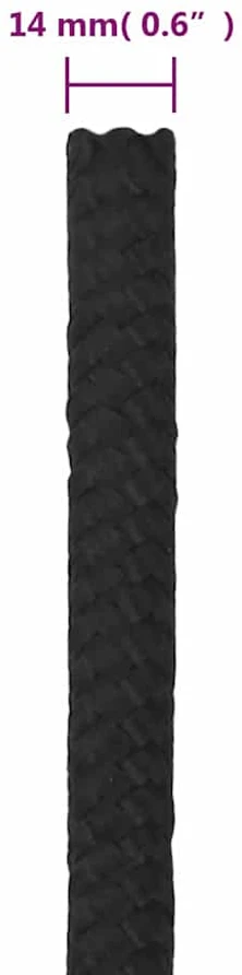 Valties virvė, visiškai juoda, 14mm, 25m, polipropilenas