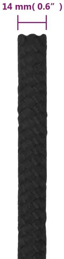Valties virvė, visiškai juoda, 14mm, 50m, polipropilenas