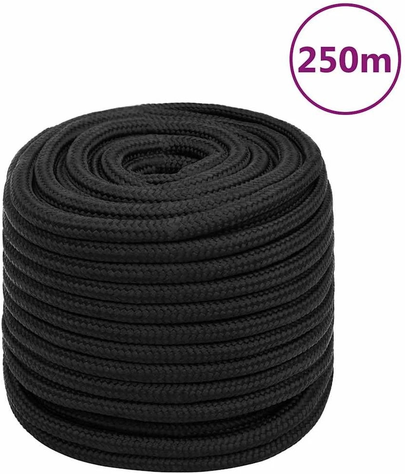 Valties virvė, visiškai juoda, 16mm, 250m, polipropilenas