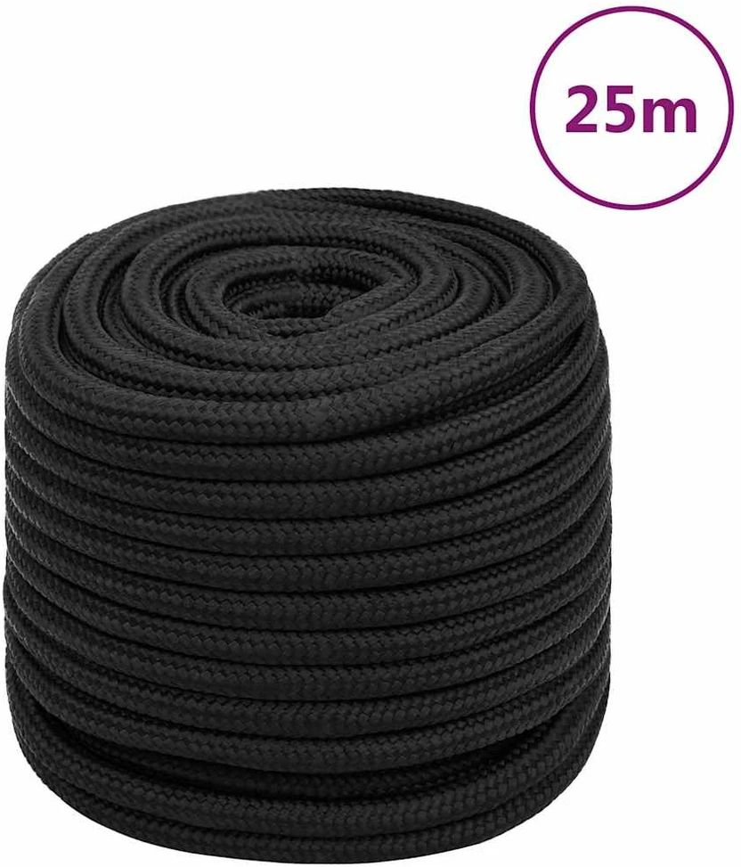 Valties virvė, visiškai juoda, 18mm, 25m, polipropilenas
