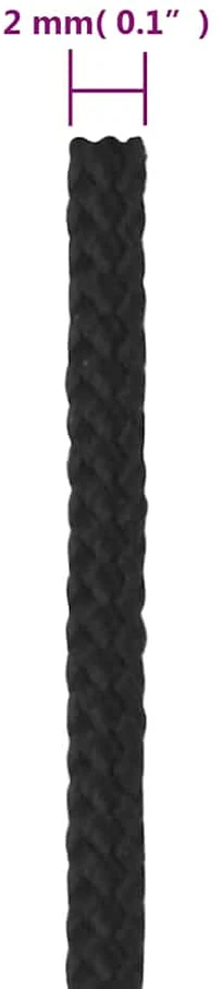 Valties virvė, visiškai juoda, 2mm, 25m, polipropilenas
