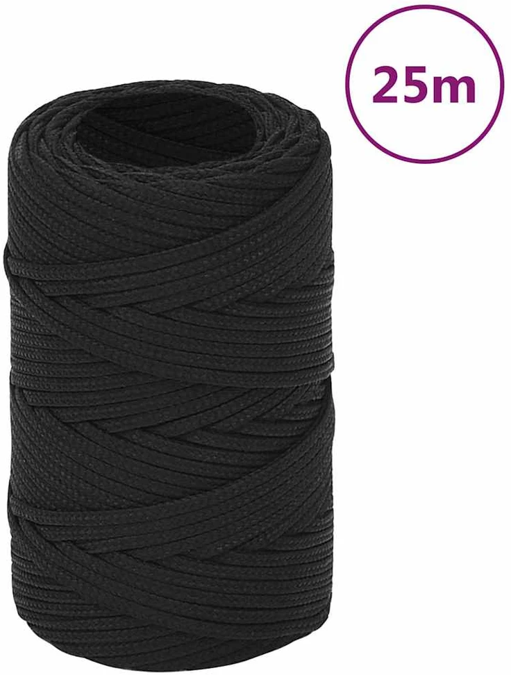 Valties virvė, visiškai juoda, 2mm, 25m, polipropilenas