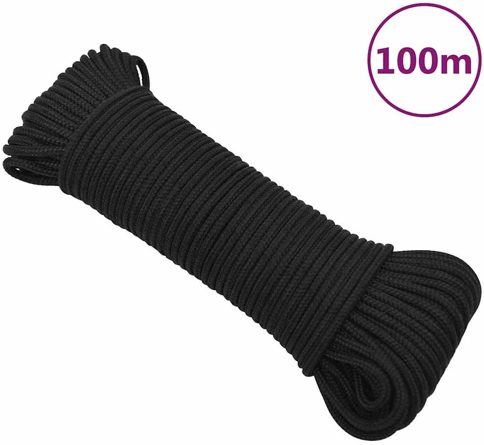 Valties virvė, visiškai juoda, 5mm, 100m, polipropilenas