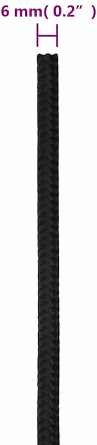Valties virvė, visiškai juoda, 6mm, 25m, polipropilenas