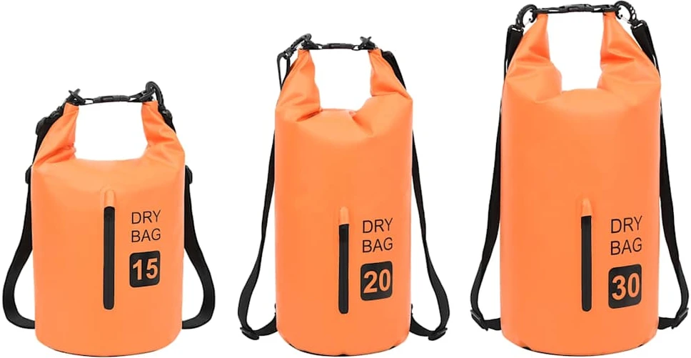 Vandeniui atsparus krepšys su užtrauktuku, oranžinis, PVC, 20l