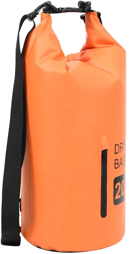 Vandeniui atsparus krepšys su užtrauktuku, oranžinis, PVC, 20l