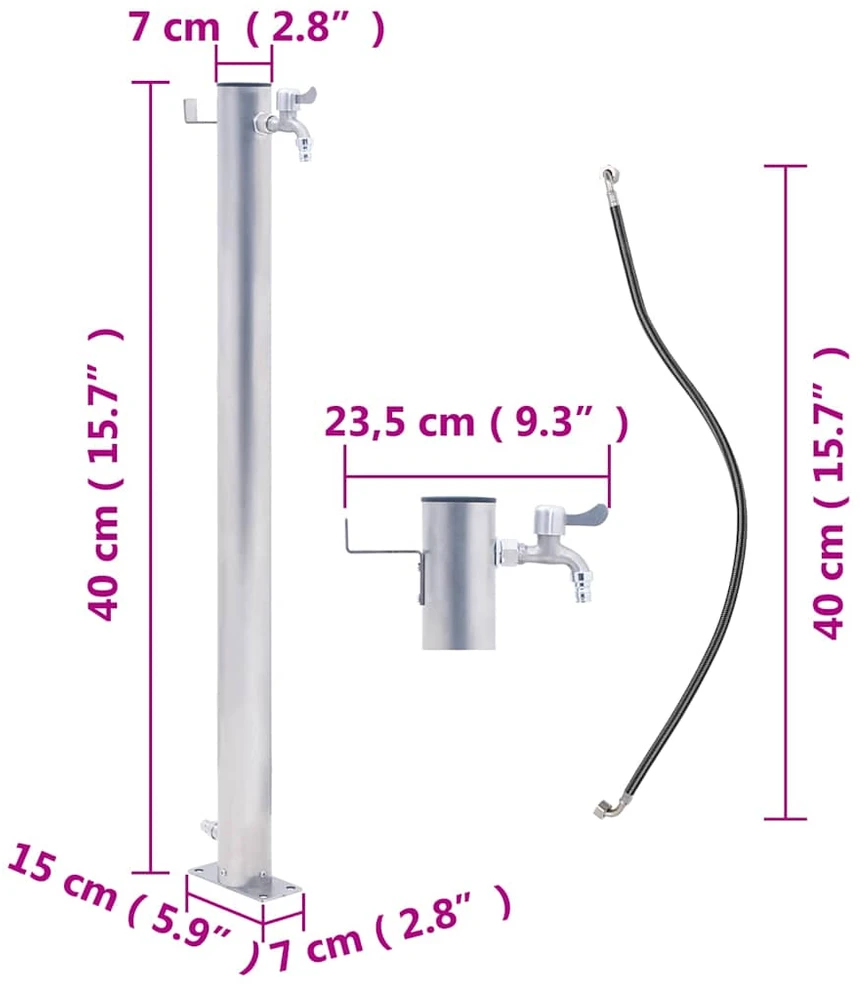 Vandens kolonėlė sodui, 40cm, nerūdijantis plienas, apskrita