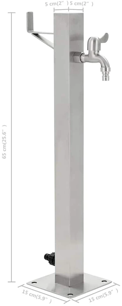 Vandens kolonėlė sodui, 65cm, nerūdijantis plienas, kvadratinė