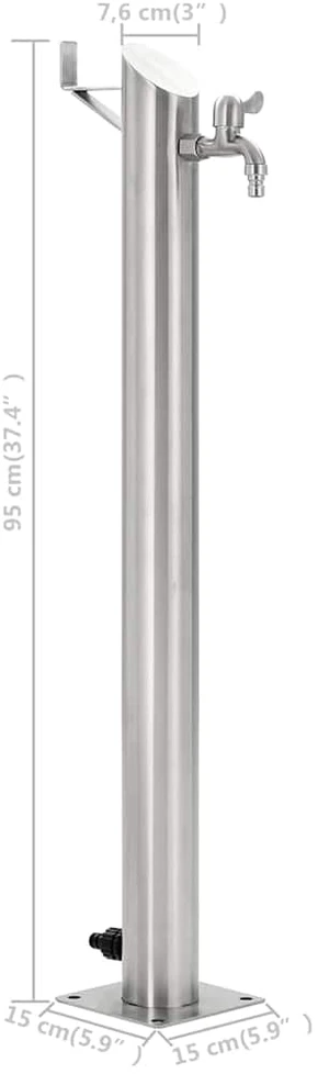 Vandens kolonėlė sodui, 95cm, nerūdijantis plienas, apvali