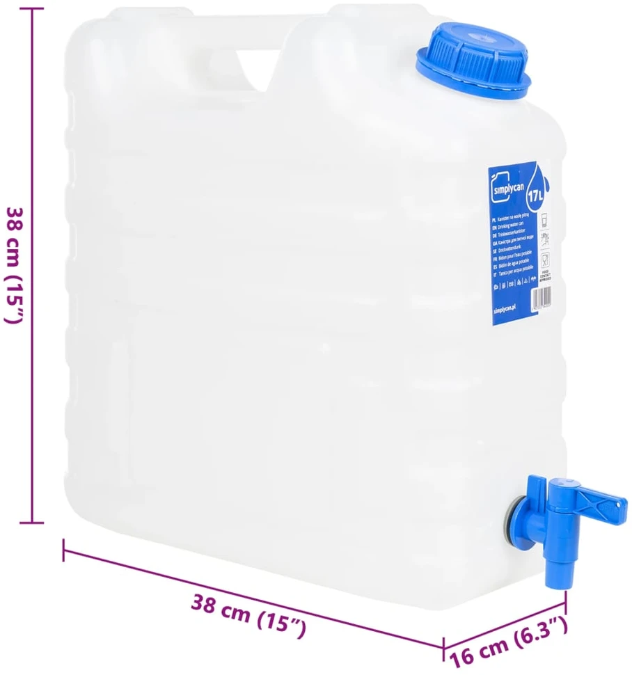 Vandens talpa su čiaupu, skaidri, 15l, plastikas
