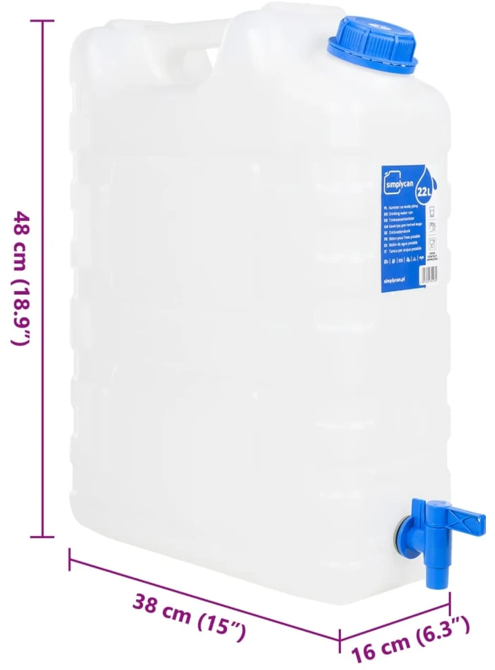 Vandens talpa su čiaupu, skaidri, 20l, plastikas