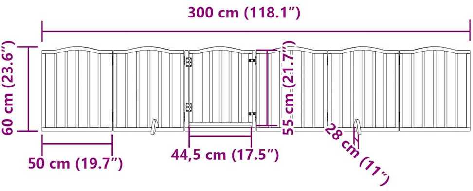 Varteliai šunims su durimis, 6 segmentai, 300cm, tuopos mediena