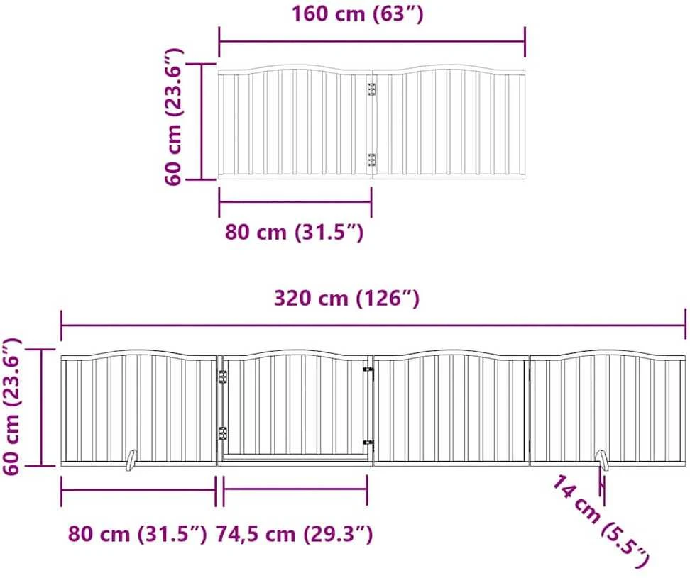 Varteliai šunims su durimis, 6 segmentai, 480cm, tuopos mediena
