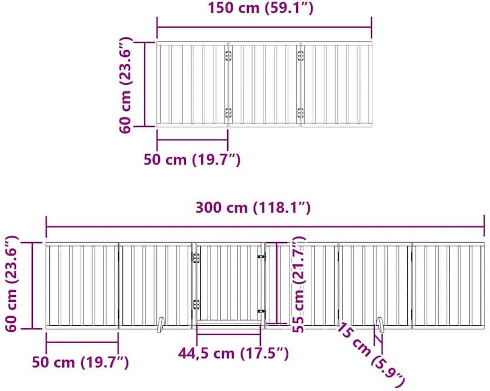 Varteliai šunims su durimis, 9 segmentai, 450cm, tuopos mediena