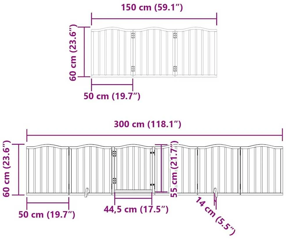 Varteliai šunims su durimis, 9 segmentai, rudi, 450cm, tuopa