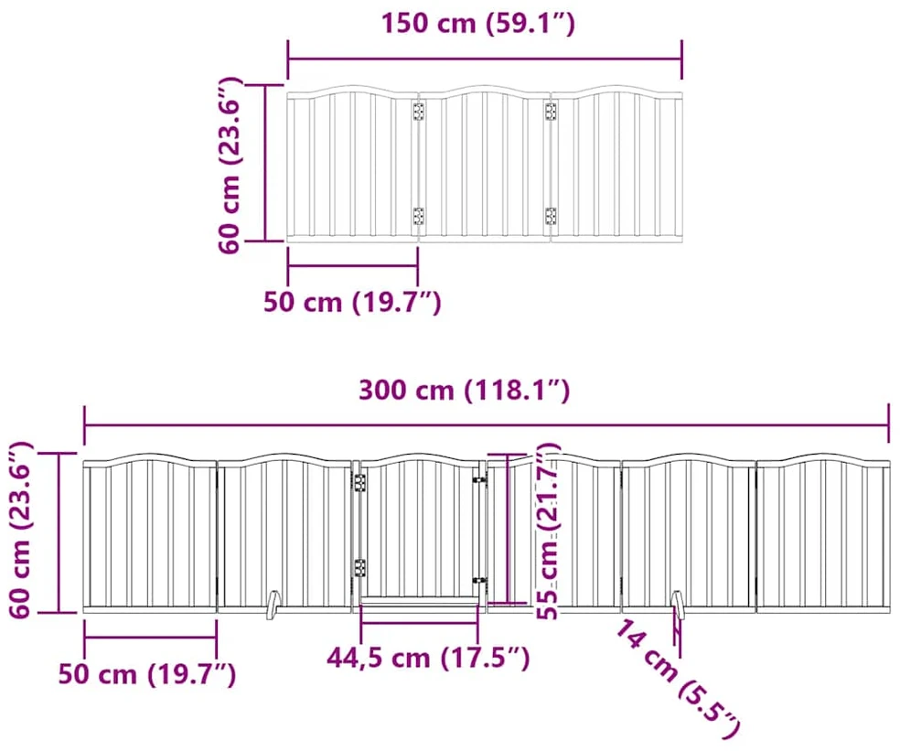 Varteliai šunims su durimis, 9 segmentai, rudi, 450cm, tuopa