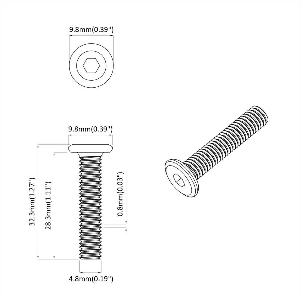 Varžtas 12 vnt. Sidabro 5 x 30 mm Geležis