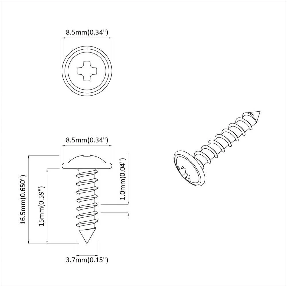 Varžtas 12 vnt. Sidabro M4 x 16 mm Plienas