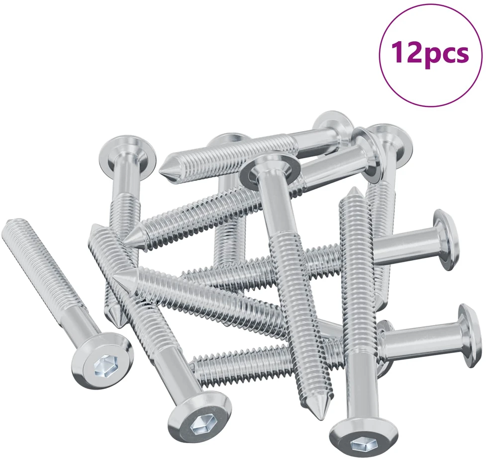 Varžtas 12 vnt. Sidabro M6 x 50 mm Plienas