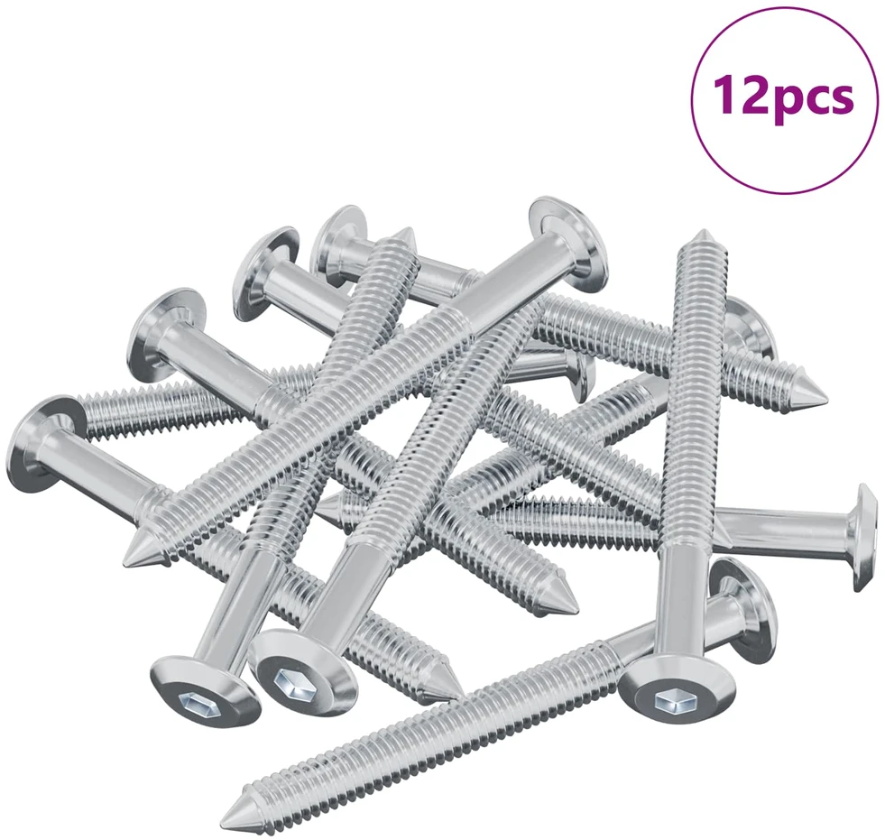 Varžtas 12 vnt. Sidabro M6 x 60 mm Plienas