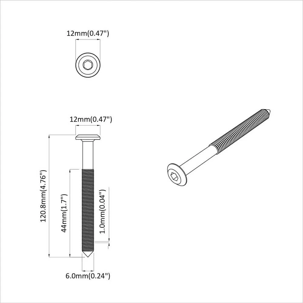 Varžtas 2 vnt. Sidabro M6 x 100 mm Plienas