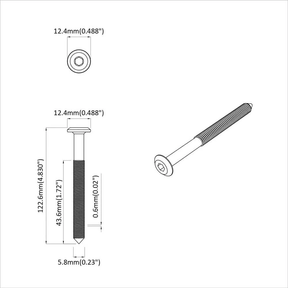Varžtas 2 vnt. Sidabro M6 x 120 mm Plienas
