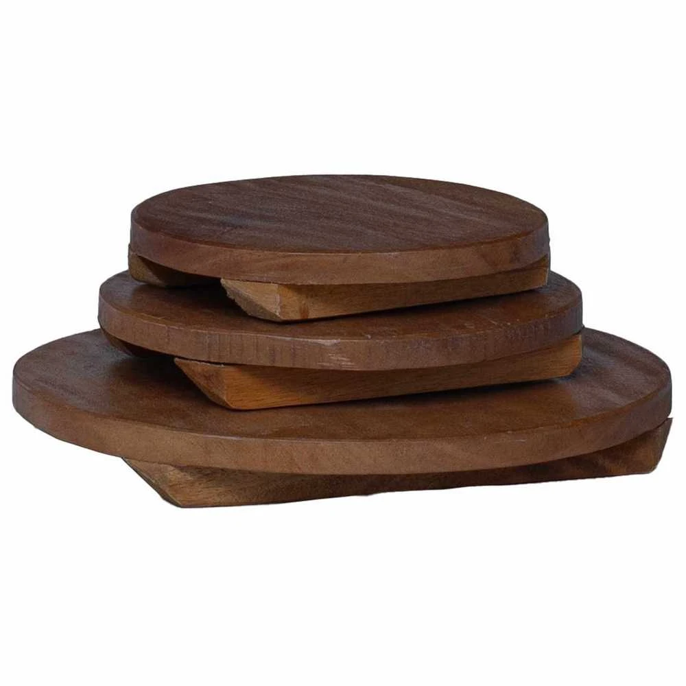 Vazonų stalas 3 vnt. Natūrali 29 x 29 x 3,5 cm Mahogany Medis