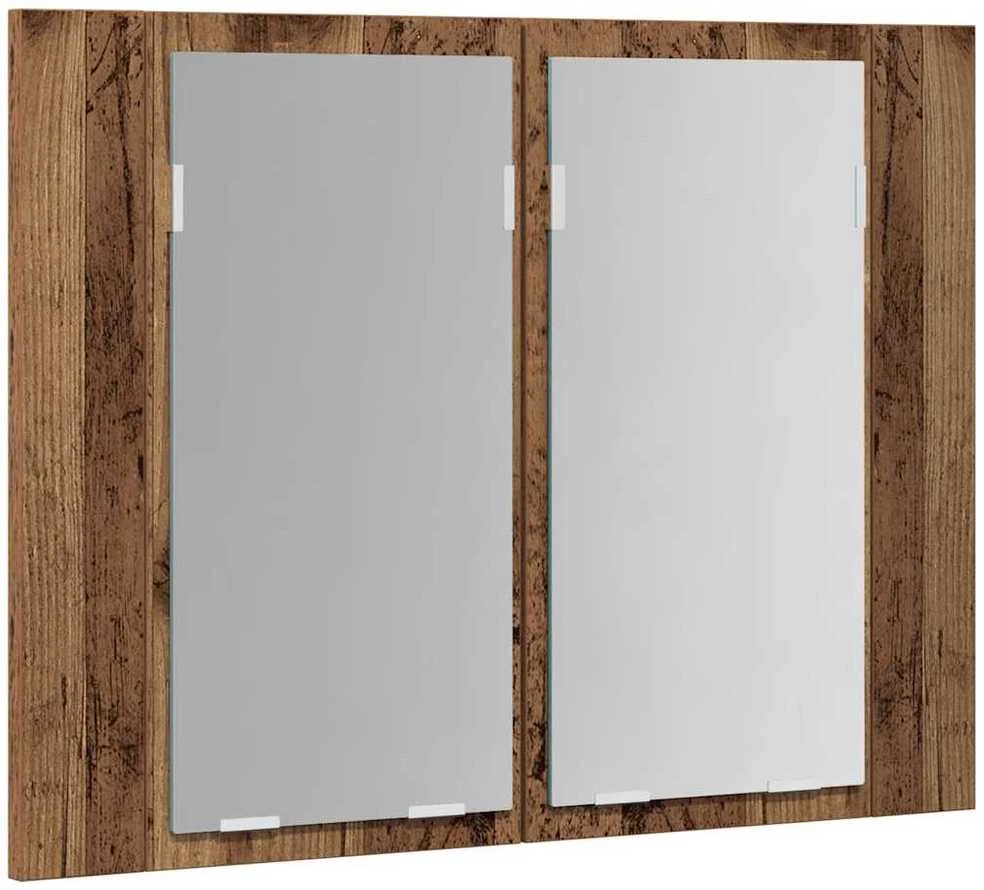 Veidrodinė LED spintelė, medienos, 60x12x45cm, apdirbta mediena
