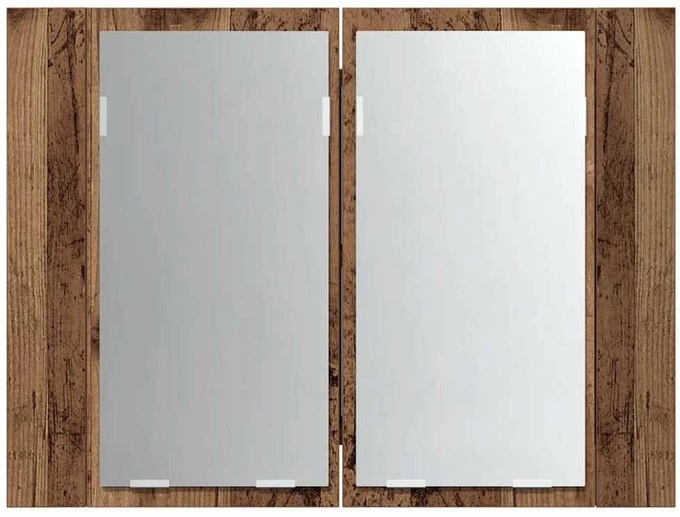 Veidrodinė LED spintelė, medienos, 60x12x45cm, apdirbta mediena