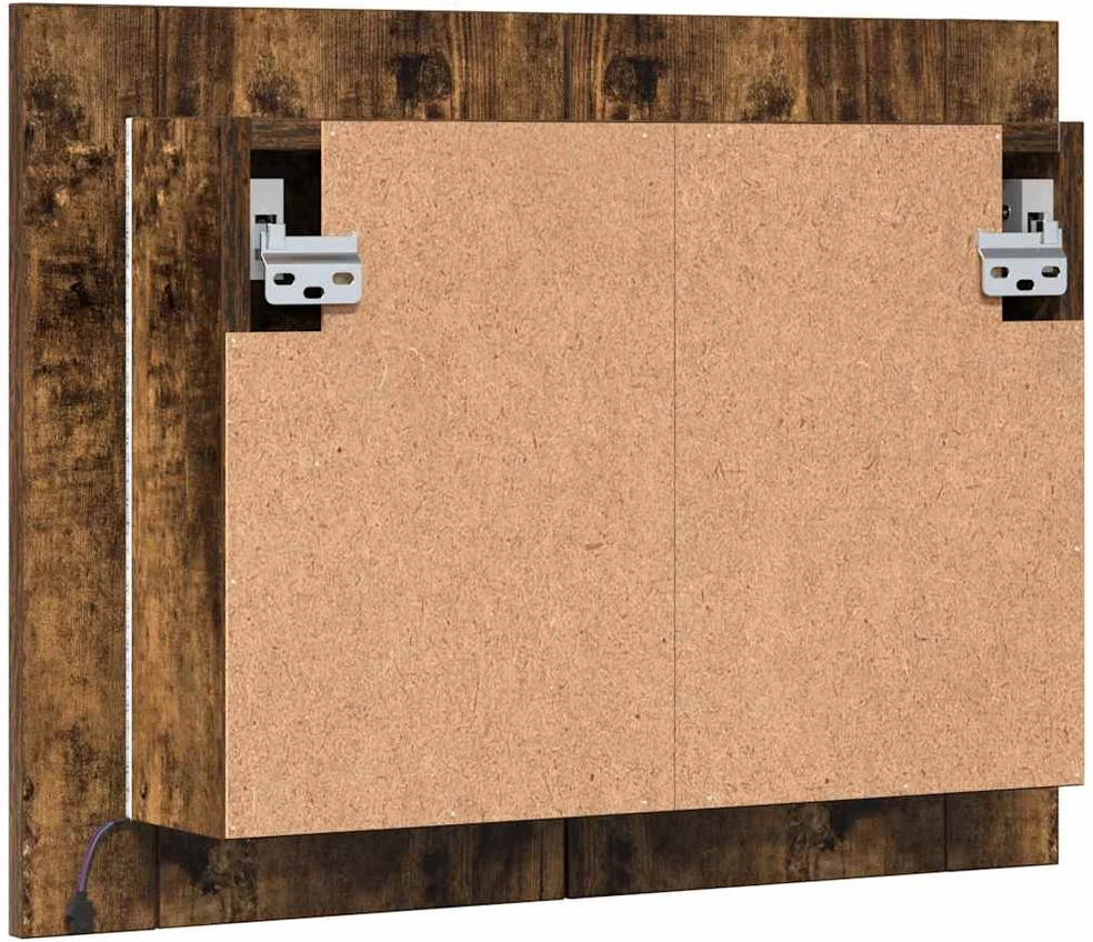 Veidrodinė LED vonios spintelė, ąžuolo, 60x12x45cm, mediena