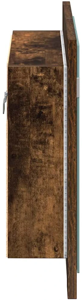 Veidrodinė LED vonios spintelė, ąžuolo, 60x12x45cm, mediena