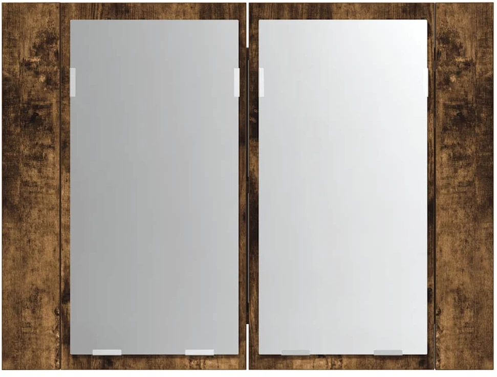 Veidrodinė LED vonios spintelė, ąžuolo, 60x12x45cm, mediena